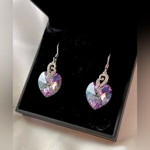 Kate Lynn Angel Wing CZ Heart Earrings